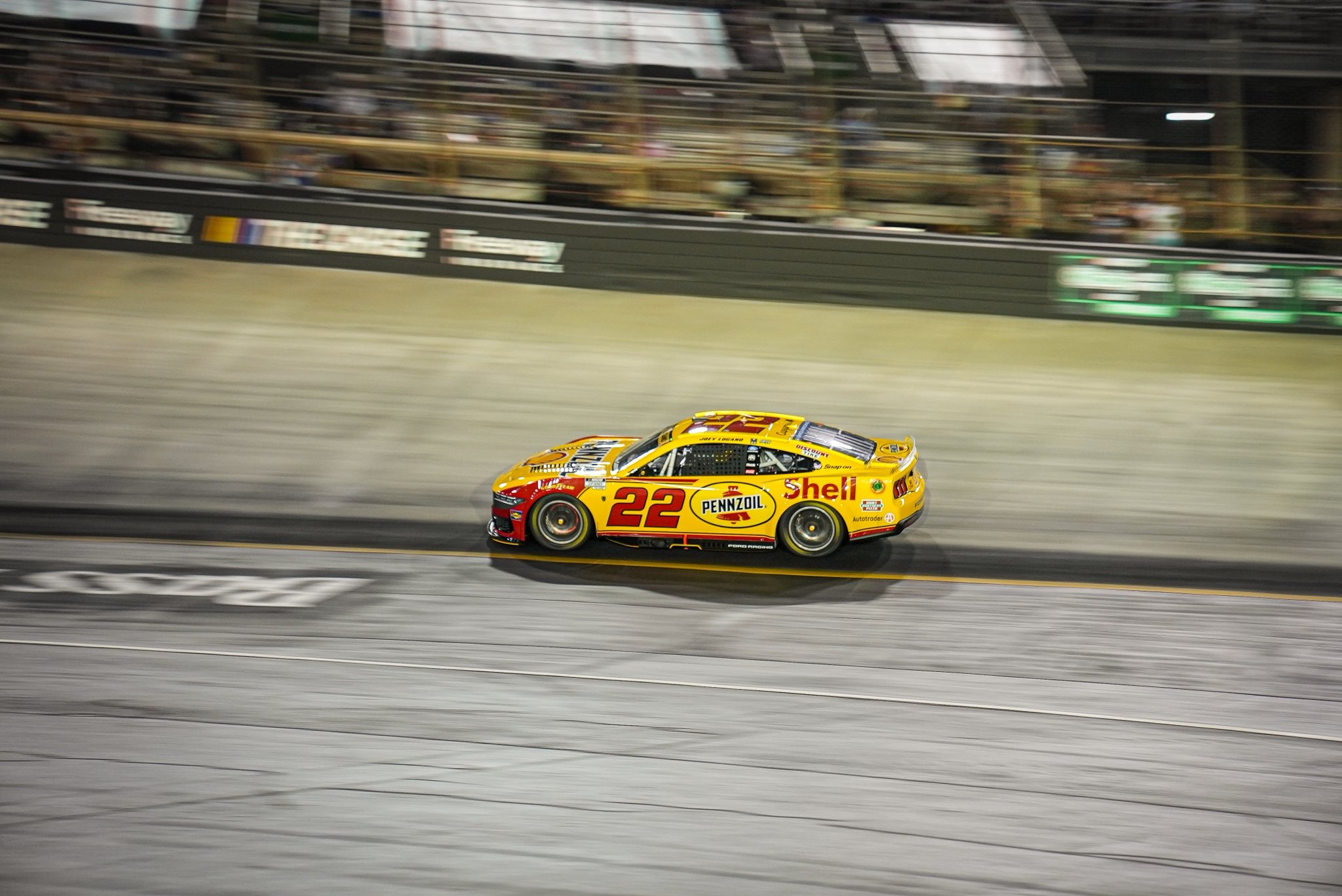 BRISTOL, TN – SEPTEMBER 19: Joey Logano, driver of the #22 Shell-Pennzoil Ford, drives during the NASCAR Cup Series Bass Pro Shops Night Race at Bristol Motor Speedway on September 19, 2026 in Bristol, Tennessee. (Photo from Team Penske)