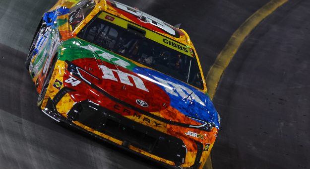 BRISTOL, TENNESSEE - SEPTEMBER 19: Ty Gibbs, driver of the #54 M&M's Kyle Busch Tribute Toyota, drives during the NASCAR Cup Series Bass Pro Shops Night Race at Bristol Motor Speedway on September 19, 2026 in Bristol, Tennessee. (Photo by Jonathan Bachman/Getty Images) | Getty Images