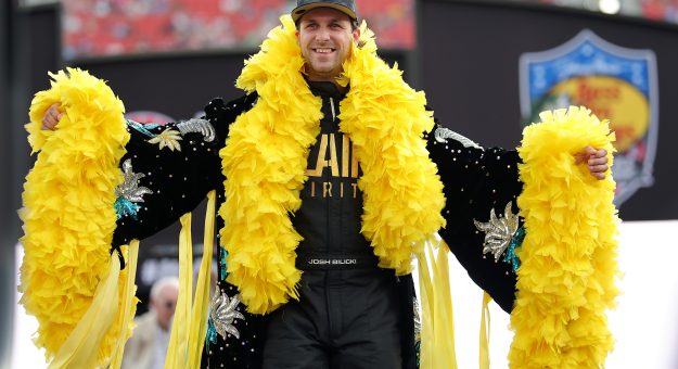 BRISTOL, TENNESSEE - SEPTEMBER 19: Josh Bilicki, driver of the #66 Flair Spirits Ford, walks onstage during driver intros prior to the NASCAR Cup Series Bass Pro Shops Night Race at Bristol Motor Speedway on September 19, 2026 in Bristol, Tennessee. (Photo by Jonathan Bachman/Getty Images) | Getty Images
