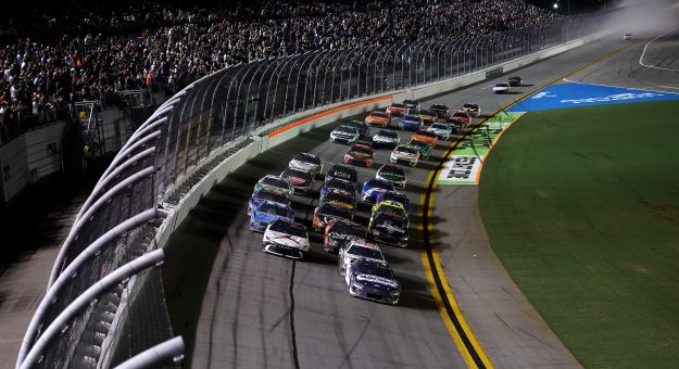 DAYTONA BEACH, FLORIDA - AUGUST 29: Zane Smith, driver of the #38 Aaron's Dream Machine Ford, leads Ryan Preece, driver of the #60 Kroger/OIKOS Ford, during the NASCAR Cup Series Coke Zero Sugar 400 at Daytona International Speedway on August 29, 2026 in Daytona Beach, Florida. (Photo by James Gilbert/Getty Images) | Getty Images