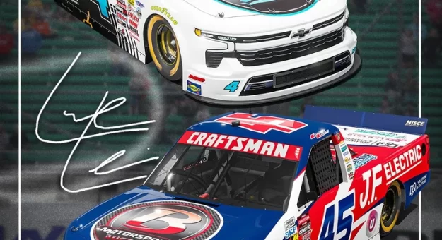 Visit Circle B Diecast on board with two Niece Motorsports trucks for Kansas page