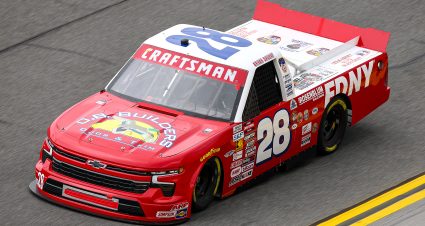 DAYTONA BEACH, FLORIDA - FEBRUARY 14: Bryan Dauzat, driver of the #28 FDNY Racing/OB Builders Chevrolet drives during qualifying for the NASCAR Craftsman Truck Series Fresh from Florida 250 at Daytona International Speedway on February 14, 2025 in Daytona Beach, Florida. (Photo by Jared C. Tilton/Getty Images) | Getty Images