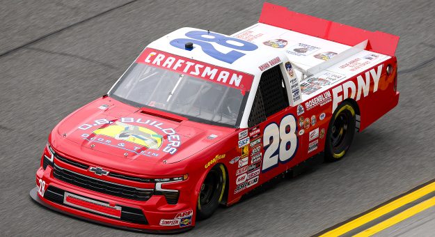 DAYTONA BEACH, FLORIDA - FEBRUARY 14: Bryan Dauzat, driver of the #28 FDNY Racing/OB Builders Chevrolet drives during qualifying for the NASCAR Craftsman Truck Series Fresh from Florida 250 at Daytona International Speedway on February 14, 2025 in Daytona Beach, Florida. (Photo by Jared C. Tilton/Getty Images) | Getty Images