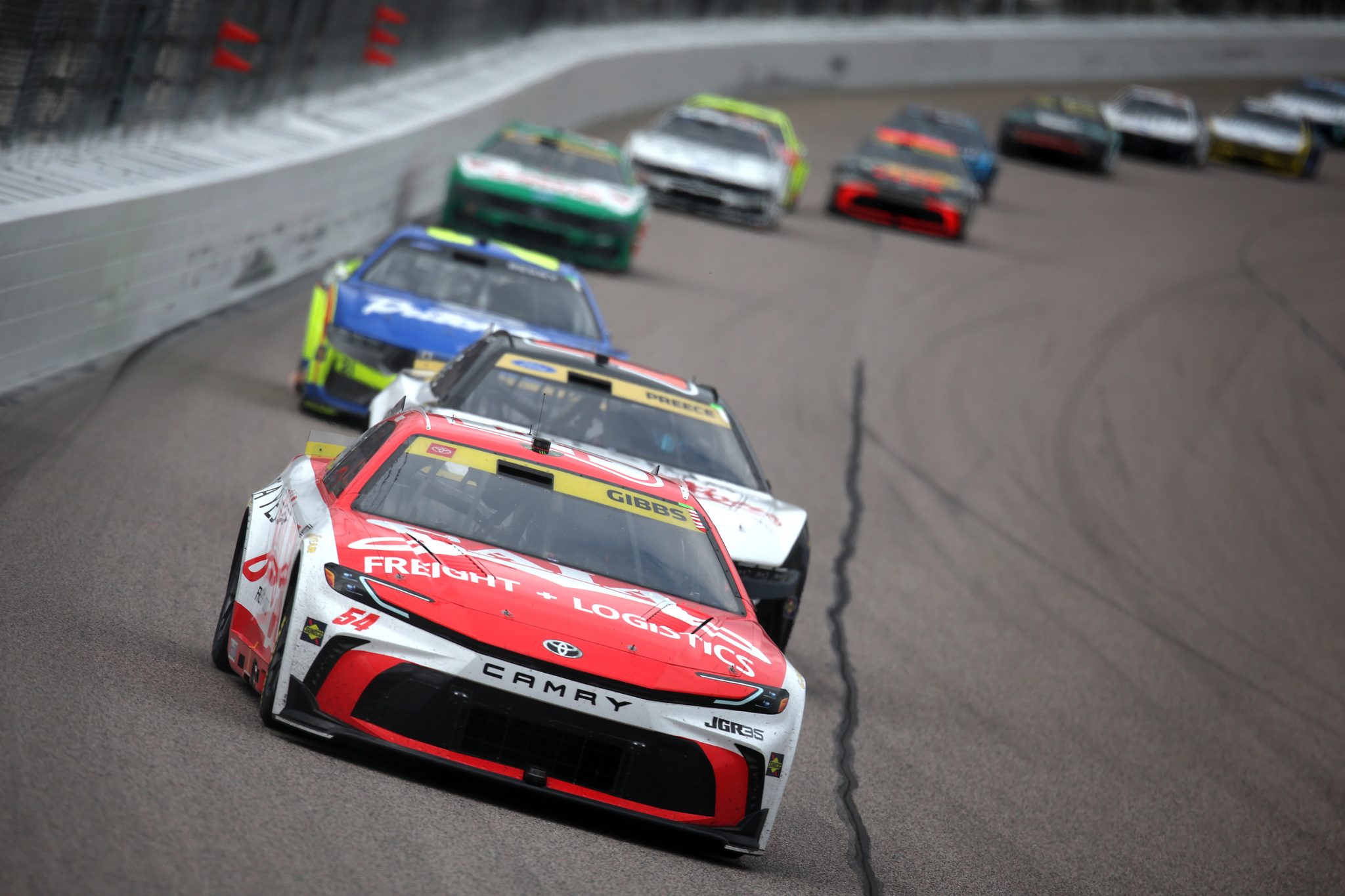 KANSAS CITY, KANSAS - SEPTEMBER 27: Ty Gibbs, driver of the #54 Saia Freight + Logistics Toyota, drives during the NASCAR Cup Series Hollywood Casino 400 at Kansas Speedway on September 27, 2026 in Kansas City, Kansas. (Photo by Jonathan Bachman/Getty Images) | Getty Images