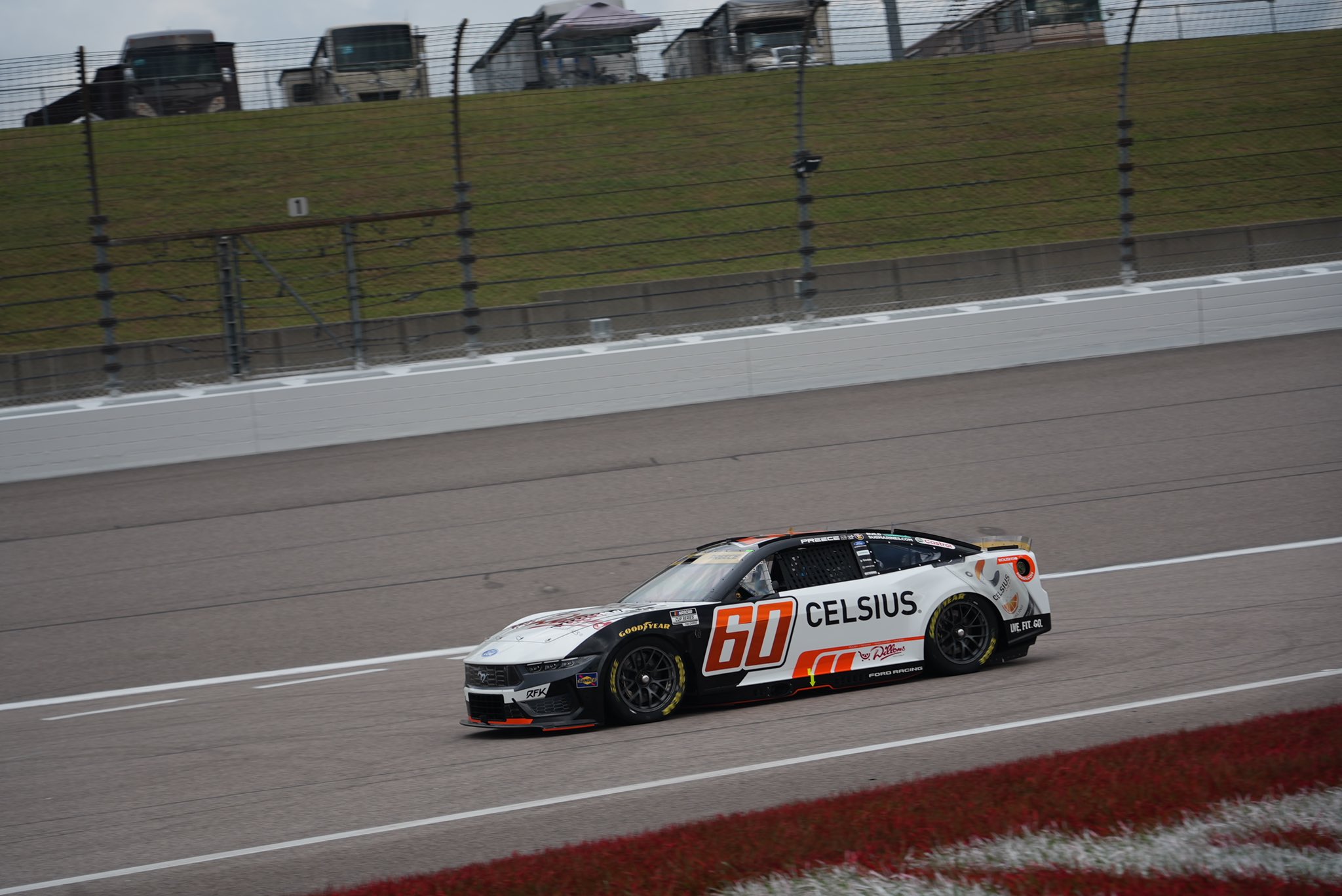 KANSAS CITY, KANSAS - SEPTEMBER 27: Ryan Preece, driver of the #60 Dillon's/Celsius Ford, drives during the NASCAR Cup Series Hollywood Casino 400 at Kansas Speedway on September 27, 2026 in Kansas City, Kansas. (Photo from RFK Racing)