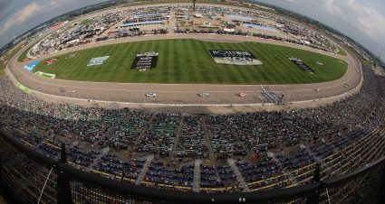 KANSAS CITY, KANSAS - SEPTEMBER 27: A general view of racing during the NASCAR Cup Series Hollywood Casino 400 at Kansas Speedway on September 27, 2026 in Kansas City, Kansas. (Photo by Jonathan Bachman/Getty Images) | Getty Images