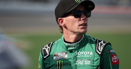 DAYTONA BEACH, FLORIDA - AUGUST 28: Riley Herbst, driver of the #35 TREETOP Toyota, looks on during qualifying for the NASCAR Cup Series Coke Zero Sugar 400 at Daytona International Speedway on August 28, 2026 in Daytona Beach, Florida. (Photo by James Gilbert/Getty Images) | Getty Images