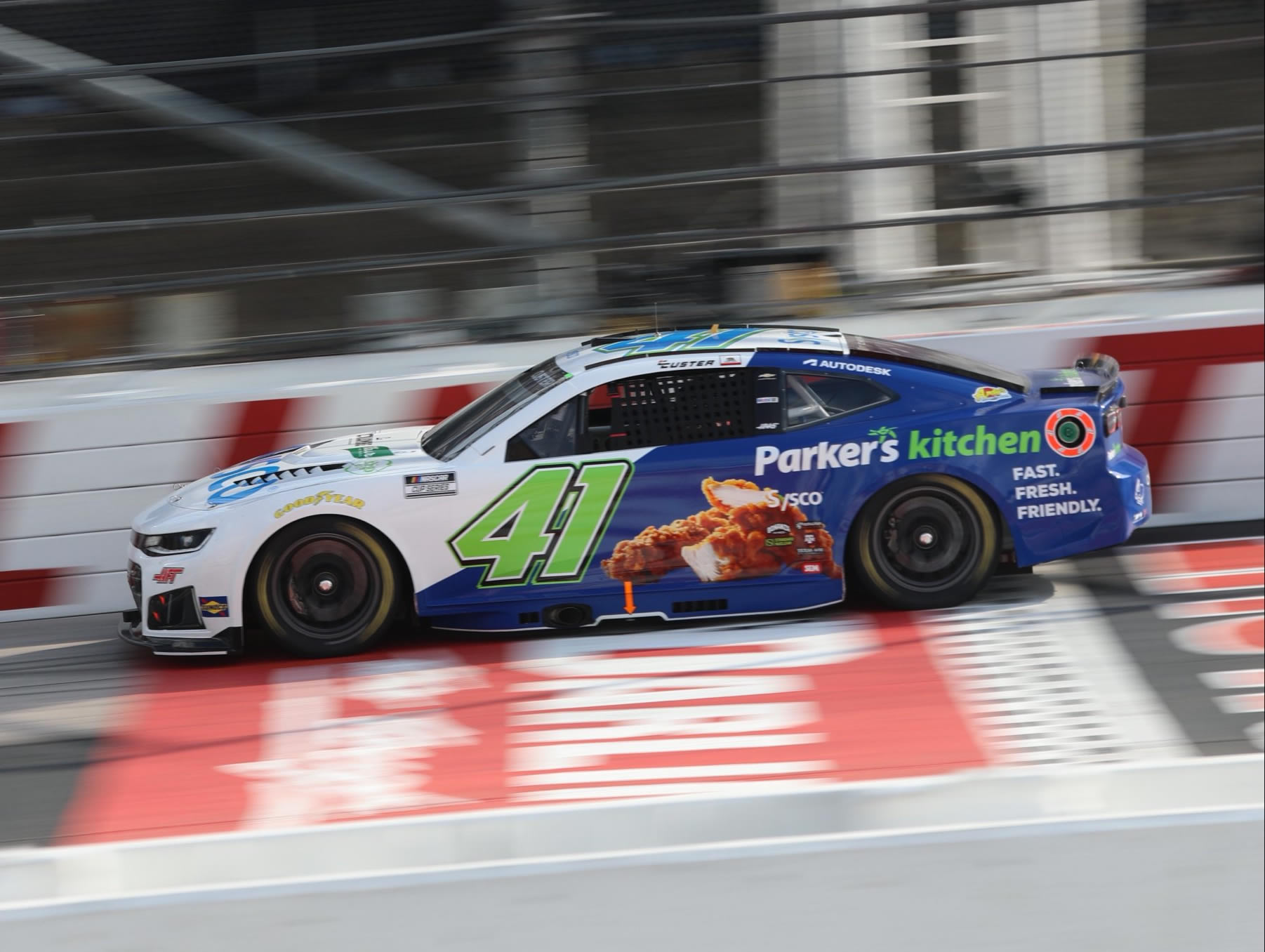 DARLINGTON, SOUTH CAROLINA - SEPTEMBER 06: Cole Custer, driver of the #41 Sysco/Parker's Kitchen Chevrolet drives during the NASCAR Cup Series Cook Out Southern 500 at Darlington Raceway on September 06, 2026 in Darlington, South Carolina. (Photo from Haas Factory Team)
