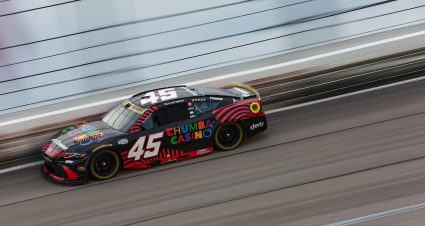 DARLINGTON, SOUTH CAROLINA - SEPTEMBER 06: Tyler Reddick, driver of the #45 Chumba Casino Toyota, drives during the NASCAR Cup Series Cook Out Southern 500 at Darlington Raceway on September 06, 2026 in Darlington, South Carolina. (Photo by Meg Oliphant/Getty Images) | Getty Images