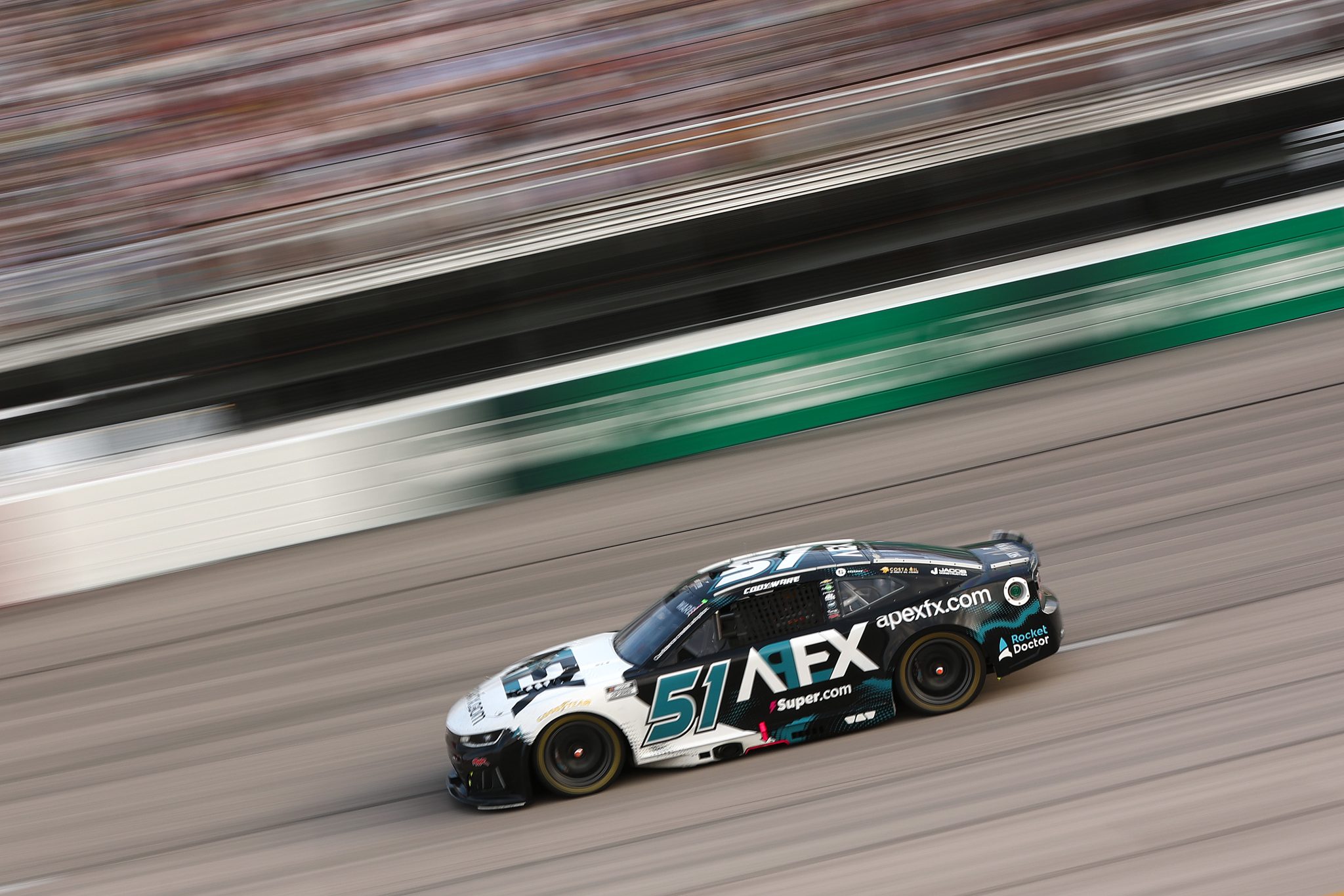 DARLINGTON, SOUTH CAROLINA - SEPTEMBER 06: Cody Ware, driver of the #51 ApexFX Chevrolet, drives during the NASCAR Cup Series Cook Out Southern 500 at Darlington Raceway on September 06, 2026 in Darlington, South Carolina. (Photo by Meg Oliphant/Getty Images) | Getty Images