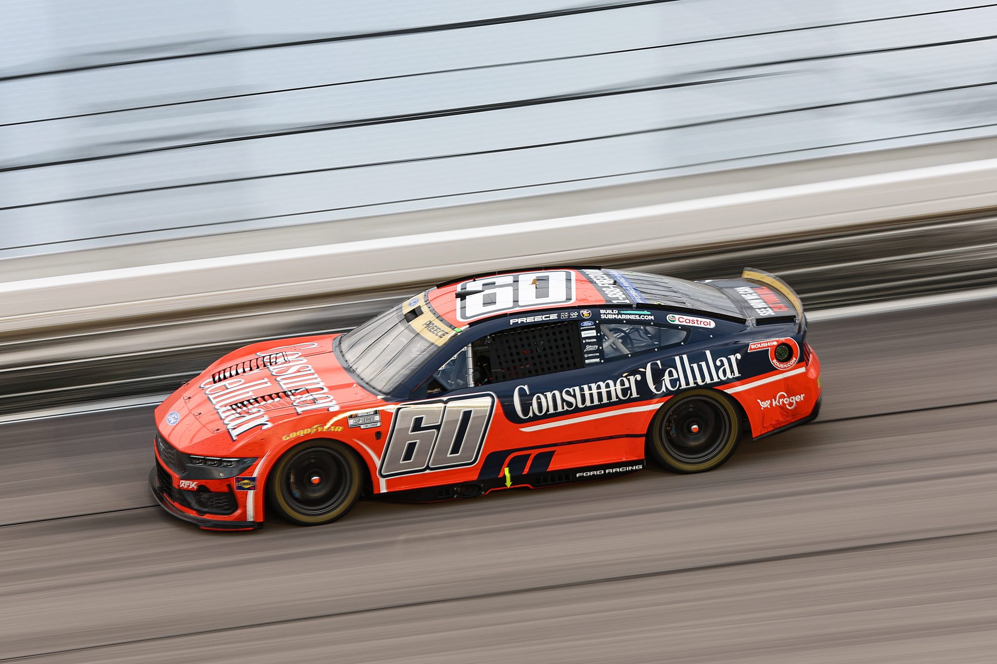 DARLINGTON, SOUTH CAROLINA - SEPTEMBER 06: Ryan Preece, driver of the #60 Consumer Cellular Ford, drives during the NASCAR Cup Series Cook Out Southern 500 at Darlington Raceway on September 06, 2026 in Darlington, South Carolina. (Photo by Meg Oliphant/Getty Images) | Getty Images