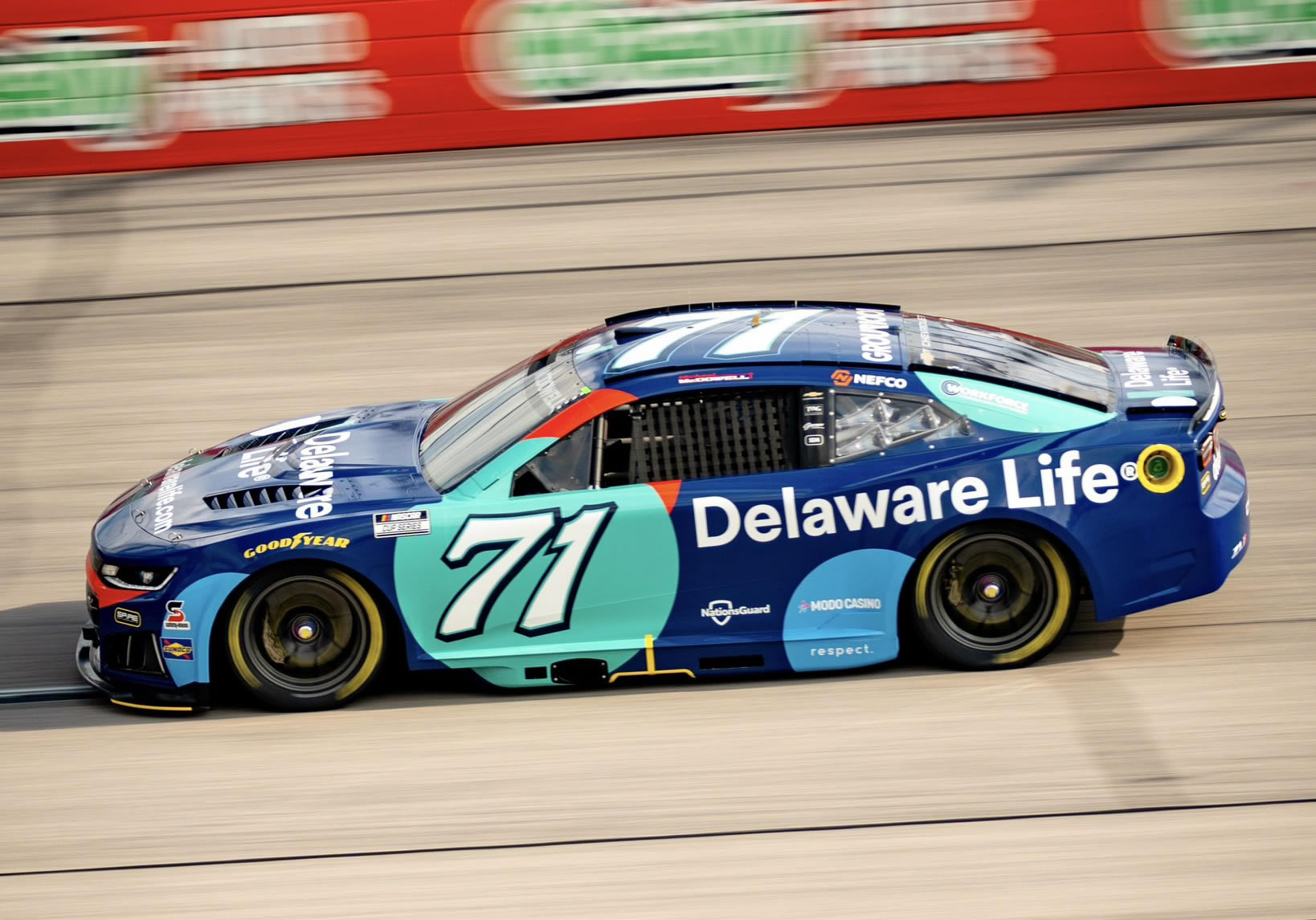 DARLINGTON, SOUTH CAROLINA - SEPTEMBER 06: Michael McDowell, driver of the #71 Delaware Life Chevrolet drives during the NASCAR Cup Series Cook Out Southern 500 at Darlington Raceway on September 06, 2026 in Darlington, South Carolina. (Photo from Spire Motorsports)